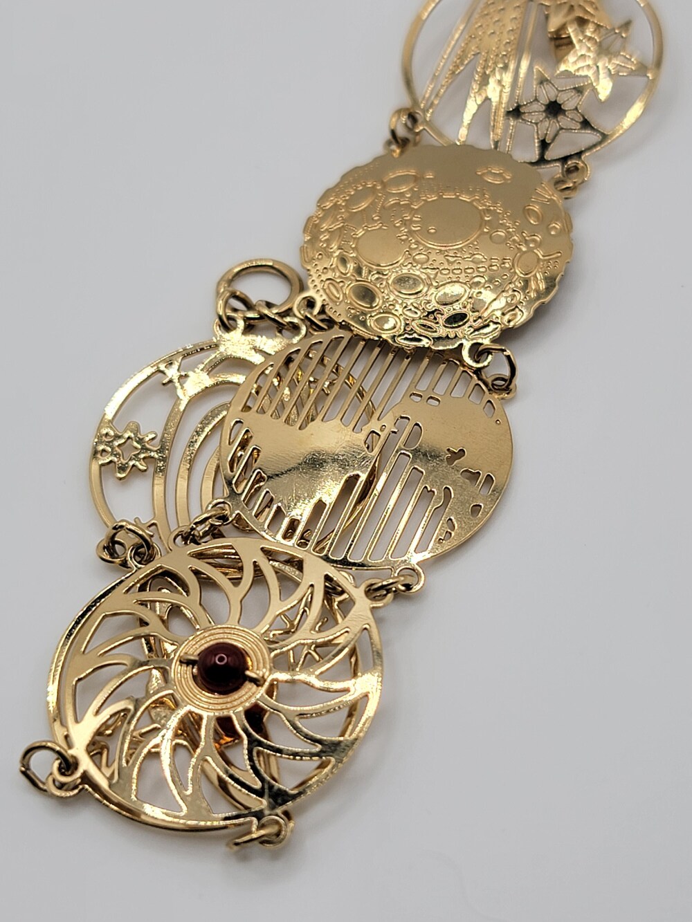 Vintage Wild Bryde Celestial Saturn Sun Gold Tone Bracelet